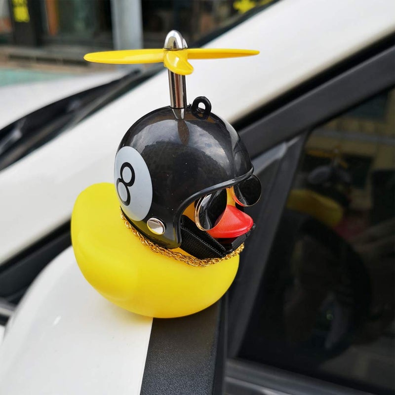 wonuu Rubber Duck Car Ornaments Yellow Duck Car Dashboard Decorations with Propeller Helmet - Image 5